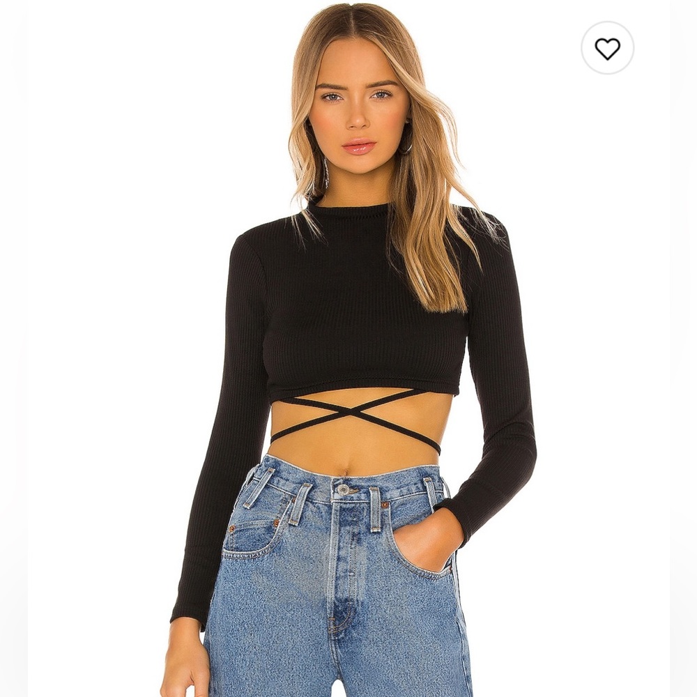 Revolve Superdown Mia Cropped Tee Longsleeve Top - image 1